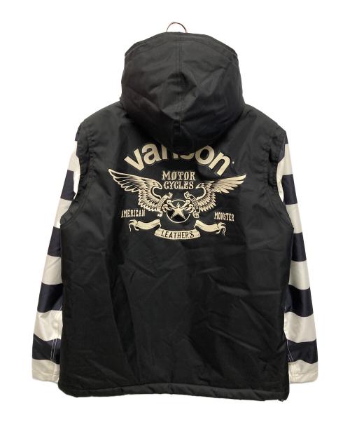 VANSON（バンソン）VANSON (バンソン) ボーダーコーチジャケット ホワイト×ブラック サイズ:ＸＬの古着・服飾アイテム