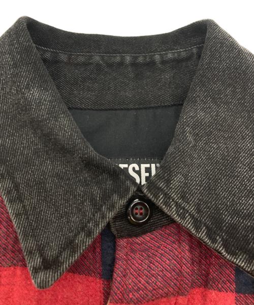 DIESEL（ディーゼル）DIESEL (ディーゼル) チェックシャツジャケット レッド×ブラック サイズ:Mの古着・服飾アイテム
