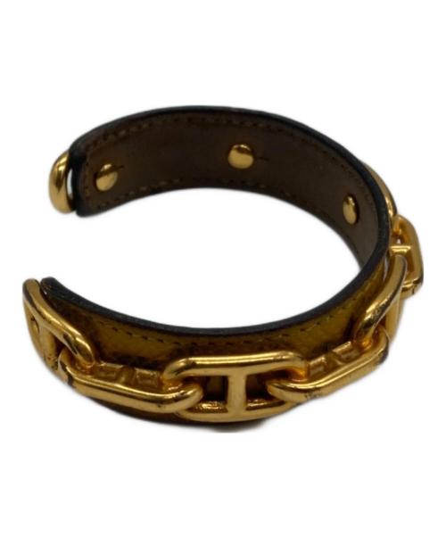 HERMES（エルメス）HERMES (エルメス) シェーヌダンクルレザーバングル ベージュ サイズ:15.5cmの古着・服飾アイテム