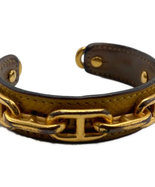 HERMES（エルメス）HERMES (エルメス) シェーヌダンクルレザーバングル ベージュ サイズ:15.5cmの古着・服飾アイテム