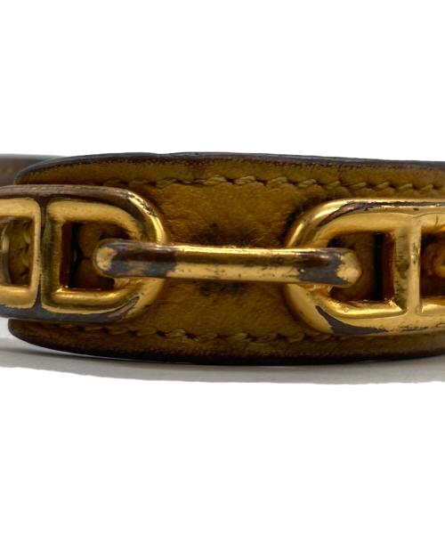 HERMES（エルメス）HERMES (エルメス) シェーヌダンクルレザーバングル ベージュ サイズ:15.5cmの古着・服飾アイテム