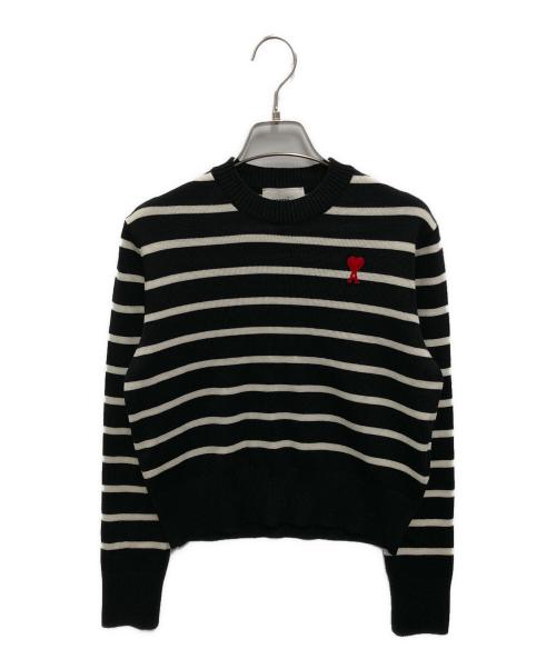 AMI Alexandre Mattiussi（アミアレクサンドルマテュッシ）AMI Alexandre Mattiussi (アミアレクサンドルマテュッシ) ADC STRIPED SWEATER ブラック サイズ:XSの古着・服飾アイテム