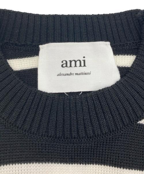 AMI Alexandre Mattiussi（アミアレクサンドルマテュッシ）AMI Alexandre Mattiussi (アミアレクサンドルマテュッシ) ADC STRIPED SWEATER ブラック サイズ:XSの古着・服飾アイテム