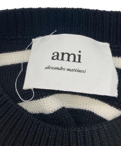 AMI Alexandre Mattiussi（アミアレクサンドルマテュッシ）AMI Alexandre Mattiussi (アミアレクサンドルマテュッシ) ADC STRIPED SWEATER ブラック サイズ:XSの古着・服飾アイテム