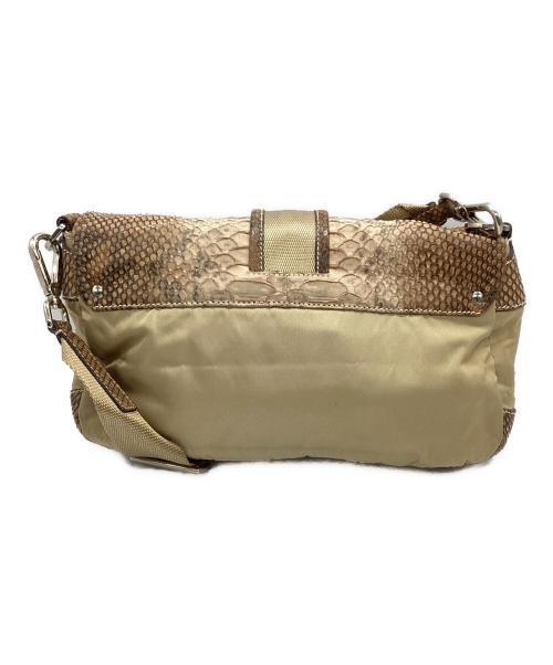 PRADA（プラダ）PRADA (プラダ) パイソン切替 ワンショルダーバッグ ベージュの古着・服飾アイテム
