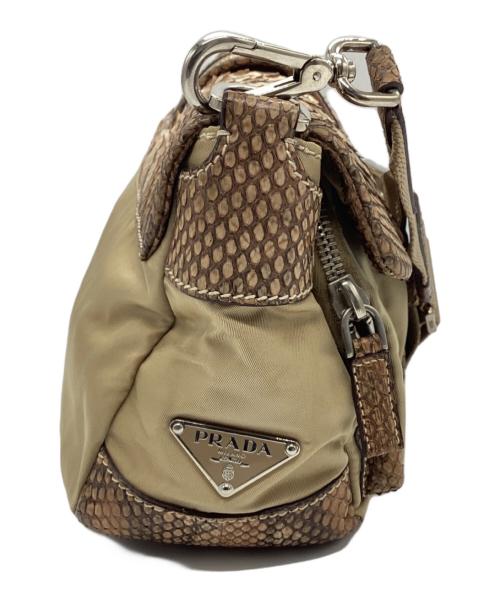 PRADA（プラダ）PRADA (プラダ) パイソン切替 ワンショルダーバッグ ベージュの古着・服飾アイテム