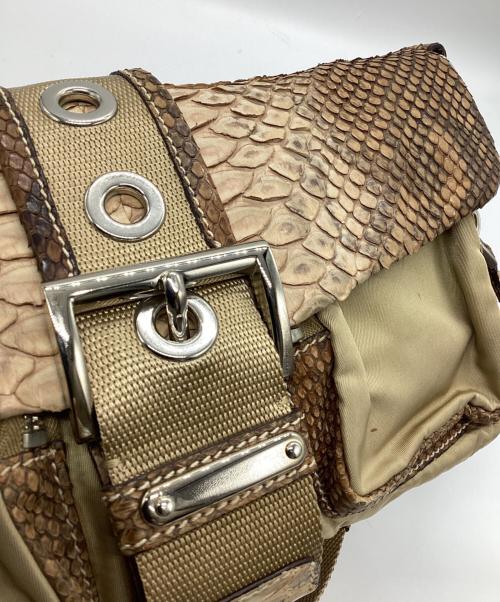 PRADA（プラダ）PRADA (プラダ) パイソン切替 ワンショルダーバッグ ベージュの古着・服飾アイテム
