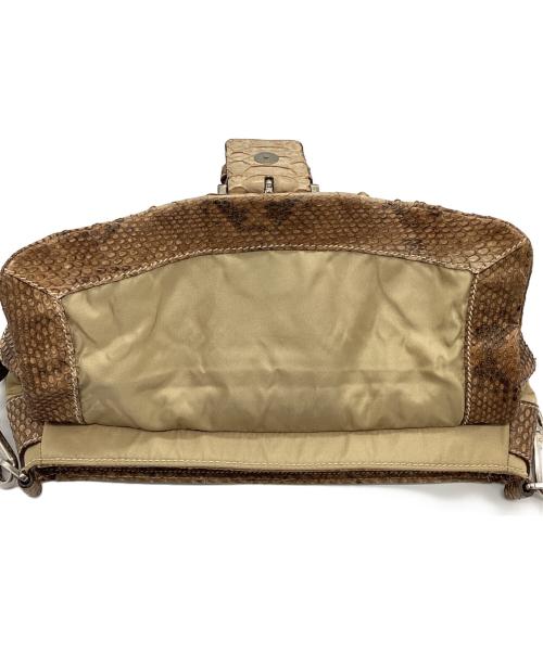 PRADA（プラダ）PRADA (プラダ) パイソン切替 ワンショルダーバッグ ベージュの古着・服飾アイテム