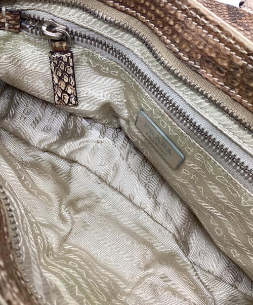 PRADA（プラダ）PRADA (プラダ) パイソン切替 ワンショルダーバッグ ベージュの古着・服飾アイテム