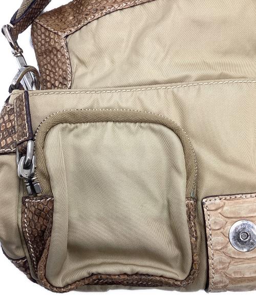 PRADA（プラダ）PRADA (プラダ) パイソン切替 ワンショルダーバッグ ベージュの古着・服飾アイテム