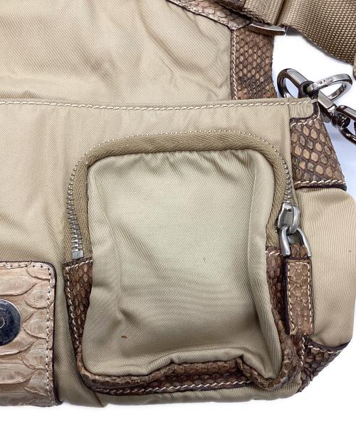 PRADA（プラダ）PRADA (プラダ) パイソン切替 ワンショルダーバッグ ベージュの古着・服飾アイテム