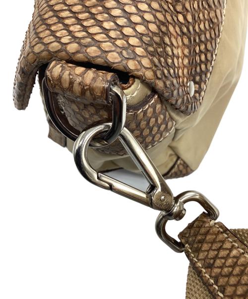 PRADA（プラダ）PRADA (プラダ) パイソン切替 ワンショルダーバッグ ベージュの古着・服飾アイテム