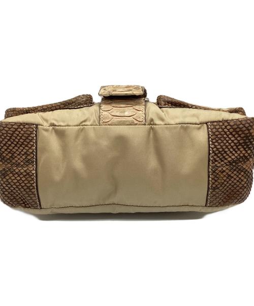 PRADA（プラダ）PRADA (プラダ) パイソン切替 ワンショルダーバッグ ベージュの古着・服飾アイテム