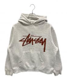 stussy（ステューシー）の古着「ロゴプルオーバーパーカー」｜グレー×ブラウン