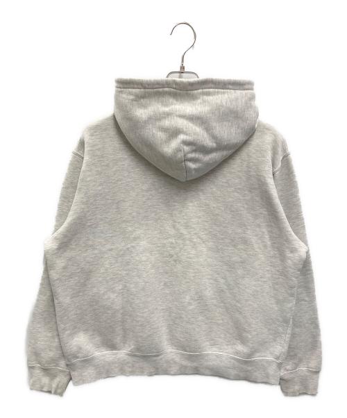 stussy（ステューシー）stussy (ステューシー) ロゴプルオーバーパーカー グレー×ブラウン サイズ:Mの古着・服飾アイテム