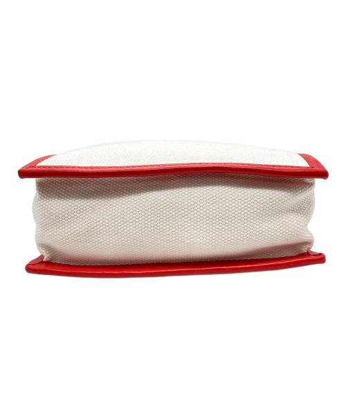 DIESEL（ディーゼル）DIESEL (ディーゼル) キャンバスショルダーバッグ ホワイト×レッドの古着・服飾アイテム