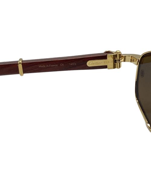 Cartier（カルティエ）Cartier (カルティエ) ウッドテンプル サングラス ブラウン サイズ:53□21の古着・服飾アイテム