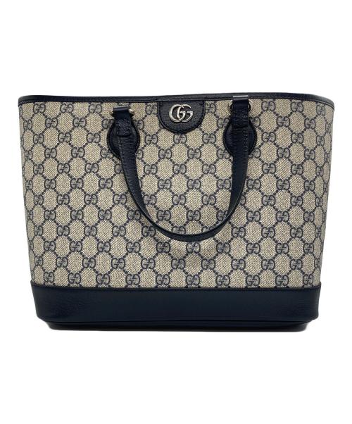 GUCCI（グッチ）GUCCI (グッチ) オフィディアスモールトートバッグ グレー×ネイビーの古着・服飾アイテム