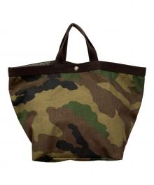 Herve Chapelier（エルベシャプリエ）の古着「725W カモ柄舟型トートバッグ」｜グリーン×ブラウン