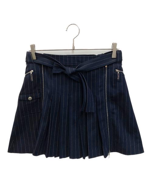 Christian Dior（クリスチャン ディオール）Christian Dior (クリスチャン ディオール) ストライプサイドジップスカート ネイビー サイズ:36の古着・服飾アイテム