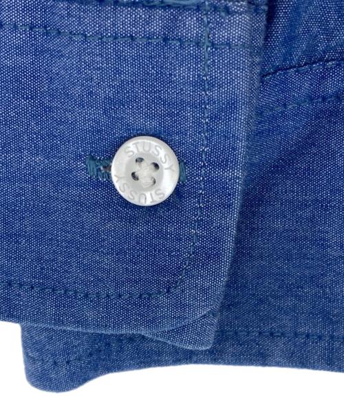 stussy（ステューシー）stussy (ステューシー) ロゴ刺繍ボタンダウンシャツ インディゴ サイズ:Mの古着・服飾アイテム