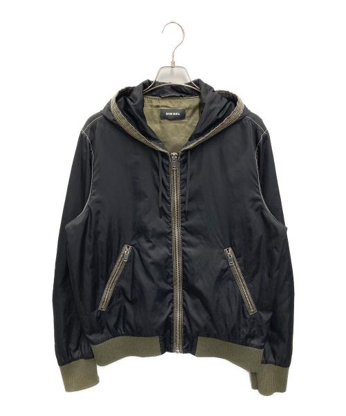 DIESEL（ディーゼル）DIESEL (ディーゼル) ナイロンジップアップジャケット ブラック サイズ:XLの古着・服飾アイテム