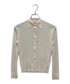 SLOANEスローン）の古着「18Gワイドリブポロカーディガン」｜アイボリー