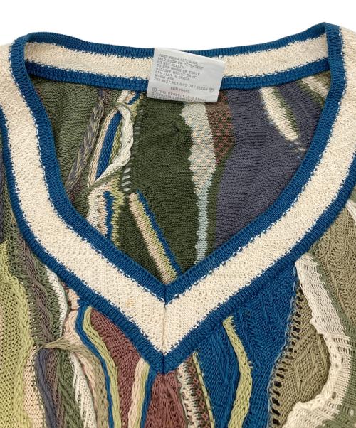 Coogi（クージー）COOGI (クージー) Vネックプルオーバー3Dニット マルチカラー サイズ:ＸＬの古着・服飾アイテム