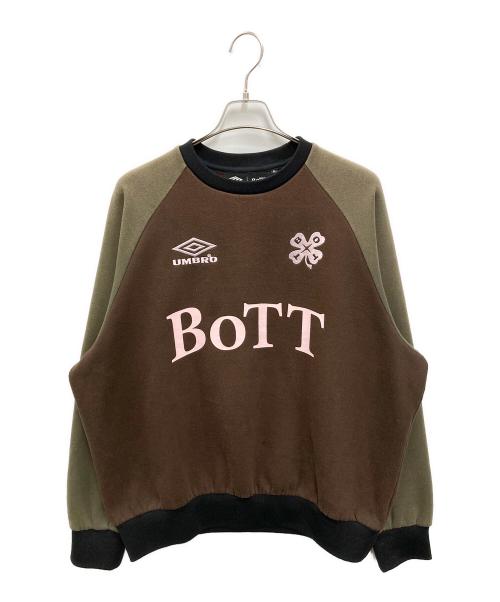 UMBRO（アンブロ）UMBRO (アンブロ) BoTT (ボット) ロゴプリントスウェットトレーナー ブラウン×オリーブ サイズ:XLの古着・服飾アイテム