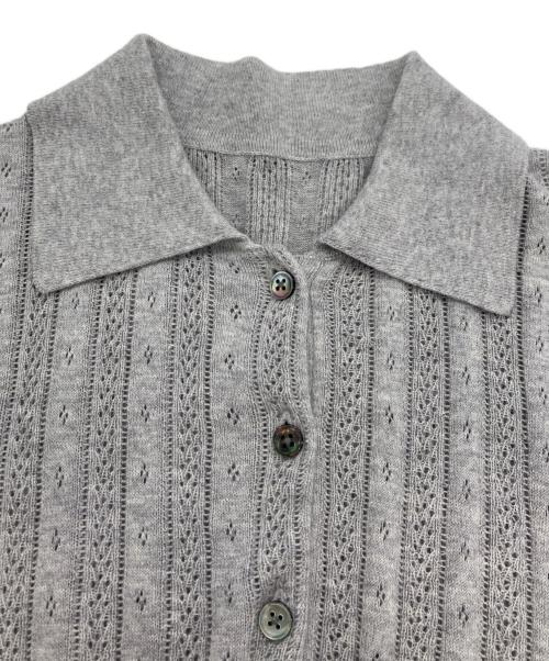 cccmalie（シーマリー）cccmalie (シーマリー) コットンカシミヤ レースポロ襟半袖ニット グレー サイズ:SIZE 38の古着・服飾アイテム