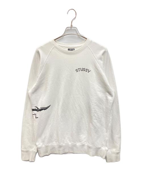 stussy（ステューシー）stussy (ステューシー) クルーネックスウェット ホワイト サイズ:XLの古着・服飾アイテム