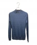 FENDIフェンディ）の古着「ズッカ柄 ハイネック長袖ニット」｜ネイビー