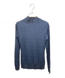 FENDI（フェンディ）の古着「ズッカ柄 ハイネック長袖ニット」｜ネイビー