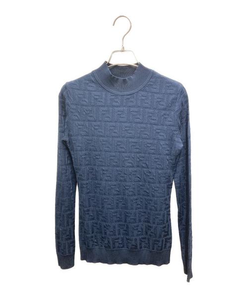 FENDI（フェンディ）FENDI (フェンディ) ズッカ柄 ハイネック長袖ニット ネイビー サイズ:36の古着・服飾アイテム