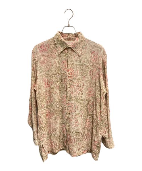 NICENESS（ナイスネス）NICENESS (ナイスネス) ウッドブロックプリントシャツ ベージュ サイズ:Mの古着・服飾アイテム