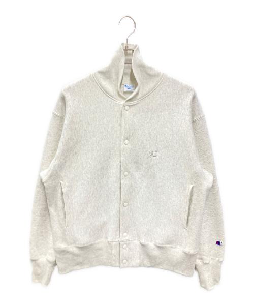 Champion（チャンピオン）Champion (チャンピオン) JOURNAL STANDARD (ジャーナルスタンダード) 別注エルボーパッチスウェットカーディガン グレー サイズ:Lの古着・服飾アイテム