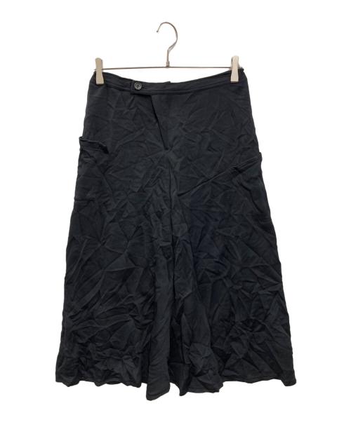 Y's（ワイズ）Y's (ワイズ) ワッシャーシワ加工ポリ スカート ブラック サイズ:2の古着・服飾アイテム