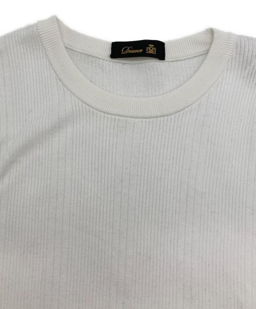 DRAWER（ドゥロワー）Drawer (ドゥロワー) ハリヌキショートスリーブ カットソー ホワイト サイズ:FREEの古着・服飾アイテム