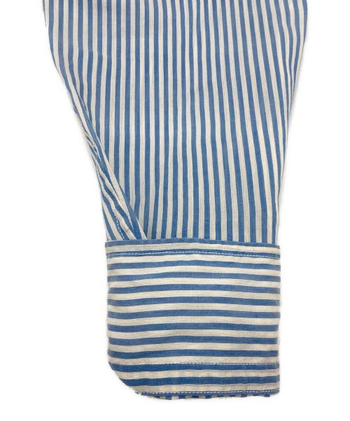 BLAMINK（ブラミンク）BLAMINK (ブラミンク) コットンシルクバンドカラーストライプシャツ ホワイト×ブルー サイズ:36の古着・服飾アイテム