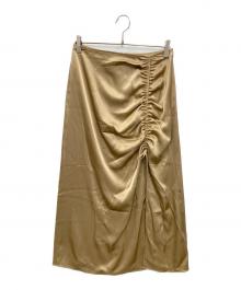 POLO RALPH LAUREN（ポロ・ラルフローレン）の古着「シャーリングサテンスカート」｜ブラウン