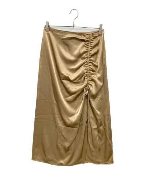 POLO RALPH LAUREN（ポロ・ラルフローレン）POLO RALPH LAUREN (ポロ・ラルフローレン) シャーリングサテンスカート ブラウン サイズ:4の古着・服飾アイテム