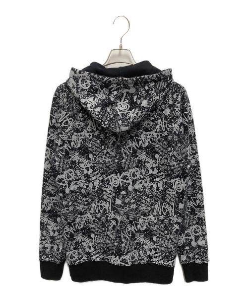 stussy（ステューシー）stussy (ステューシー) 総柄ジップアップジャケット ブラック×グレー サイズ:Mの古着・服飾アイテム