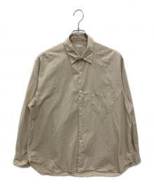 STEVEN ALAN（スティーブンアラン）の古着「コンパクトヤーン ストライプ レギュラーカラー シャツ」｜ベージュ