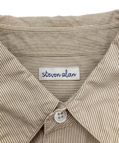 STEVEN ALAN（スティーブンアラン）STEVEN ALAN (スティーブンアラン) コンパクトヤーン ストライプ レギュラーカラー シャツ ベージュ サイズ:Mの古着・服飾アイテム