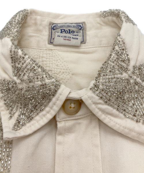 POLO RALPH LAUREN（ポロ・ラルフローレン）POLO RALPH LAUREN (ポロ・ラルフローレン) ビーズ装飾エポレットジャケット アイボリー サイズ:Sの古着・服飾アイテム