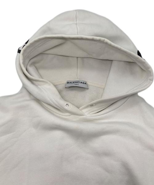 BALENCIAGA（バレンシアガ）BALENCIAGA (バレンシアガ) フードロゴプリント プルオーバーパーカー ホワイト サイズ:XSの古着・服飾アイテム
