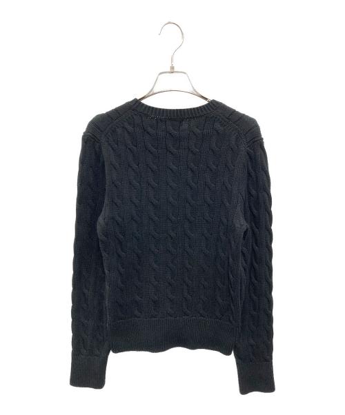POLO RALPH LAUREN（ポロ・ラルフローレン）POLO RALPH LAUREN (ポロ・ラルフローレン) ケーブルニットコットンクルーネックカーディガン ブラック サイズ:Mの古着・服飾アイテム