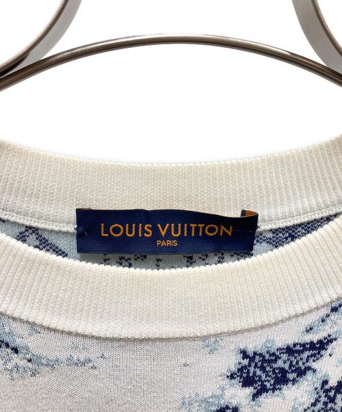 LOUIS VUITTON（ルイ ヴィトン）LOUIS VUITTON (ルイ ヴィトン) モノグラム バンダナ クルーネックニット ブルー×ホワイト サイズ:Sの古着・服飾アイテム