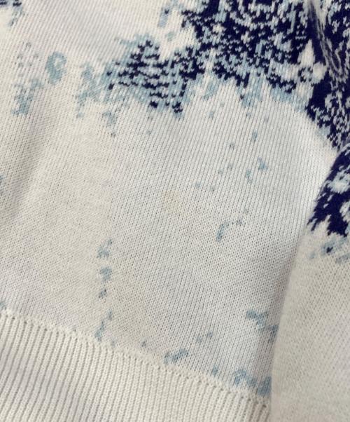 LOUIS VUITTON（ルイ ヴィトン）LOUIS VUITTON (ルイ ヴィトン) モノグラム バンダナ クルーネックニット ブルー×ホワイト サイズ:Sの古着・服飾アイテム