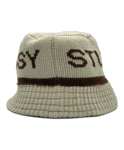 stussy（ステューシー）stussy (ステューシー) Jacquard knit Bucket Hat ベージュの古着・服飾アイテム
